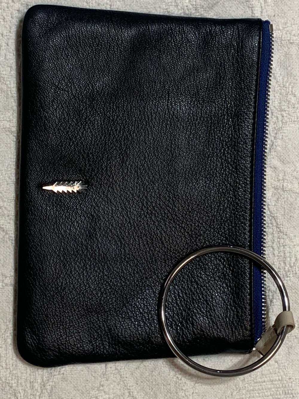 Thacker ‘New York’ Black Pebble Leather Wristlet Clutch with Silver Accent